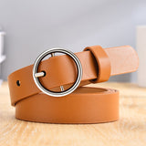 CARTELO Golden round pin buckle women fashion simple ladies trend leather belt for women's new youth brand belt