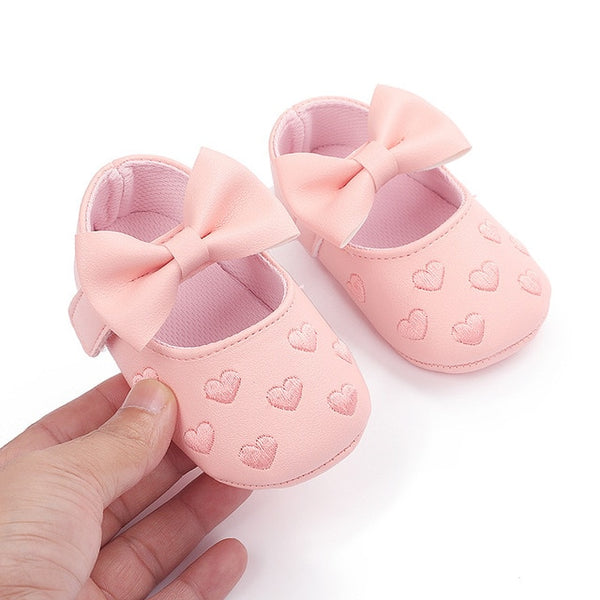 Menoea Baby PU Leather Shoes Baby Boy Girl Baby Bow Soft Soled Non-slip Footwear embroidery Shoes Newborn Infant First Walkers