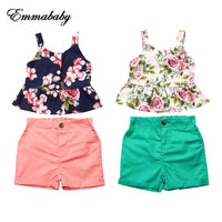 NEW Floral Newborn Baby Girl 2pcs Summer Clothes Tops Shorts Pants Outfits Set 1-6Y