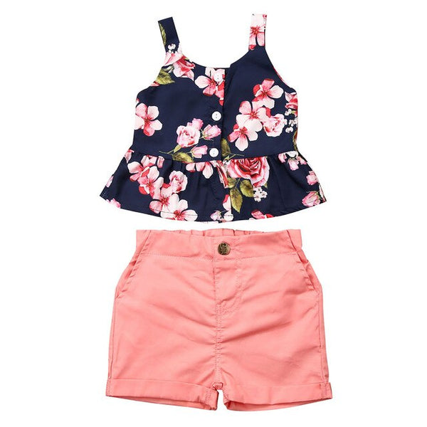 NEW Floral Newborn Baby Girl 2pcs Summer Clothes Tops Shorts Pants Outfits Set 1-6Y