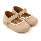 Soft Leather Baby Moccasins Shoes Newborn Rubber Sole First Walkers Floral Border Toddler Shoes Infant Girls Anti-slip Prewalker