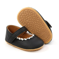 Soft Leather Baby Moccasins Shoes Newborn Rubber Sole First Walkers Floral Border Toddler Shoes Infant Girls Anti-slip Prewalker