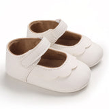 Soft Leather Baby Moccasins Shoes Newborn Rubber Sole First Walkers Floral Border Toddler Shoes Infant Girls Anti-slip Prewalker