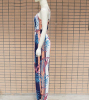 Spaghetti Strap Leaf Print Jumpsuit for Women Summer Sleeveless Female Casual Rompers Jumpsuits