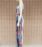 Spaghetti Strap Leaf Print Jumpsuit for Women Summer Sleeveless Female Casual Rompers Jumpsuits