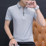 Summer casual polo shirt men short sleeve turn down collar slim fit sold color polo shirt for men plus sizes