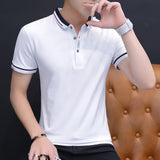 Summer casual polo shirt men short sleeve turn down collar slim fit sold color polo shirt for men plus sizes