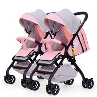 Twin baby stroller lightweight folding can sit reclining detachable second child double child trolley