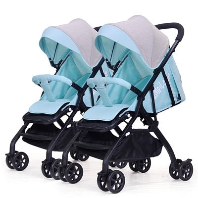 Twin baby stroller lightweight folding can sit reclining detachable second child double child trolley