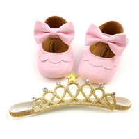 Spring Baby Shoes PU Leather Newborn Girls Shoes First Walkers Princess Bowknot Baby Prewalker