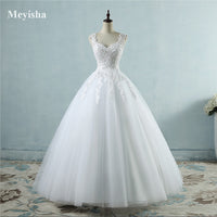 ZJ9076 Ball Gowns Spaghetti Straps White Ivory Tulle Bridal Dress For Wedding Dresses Pearls  Marriage