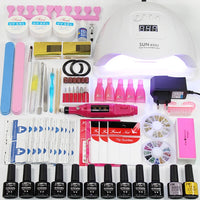 Manicure Set Choose 12/10 Colors Gel Polish Base Top Coat Nail Kit 24w/48w/54w Uv Led Lamp Electric Manicure Handle Nail Art set