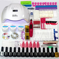 Manicure Set Choose 12/10 Colors Gel Polish Base Top Coat Nail Kit 24w/48w/54w Uv Led Lamp Electric Manicure Handle Nail Art set