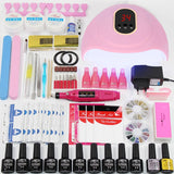 Manicure Set Choose 12/10 Colors Gel Polish Base Top Coat Nail Kit 24w/48w/54w Uv Led Lamp Electric Manicure Handle Nail Art set