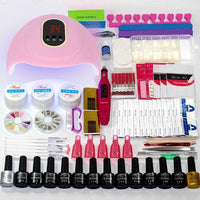 Manicure Set Choose 12/10 Colors Gel Polish Base Top Coat Nail Kit 24w/48w/54w Uv Led Lamp Electric Manicure Handle Nail Art set