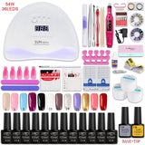 Manicure Set Choose 12/10 Colors Gel Polish Base Top Coat Nail Kit 24w/48w/54w Uv Led Lamp Electric Manicure Handle Nail Art set
