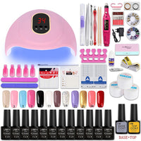Manicure Set Choose 12/10 Colors Gel Polish Base Top Coat Nail Kit 24w/48w/54w Uv Led Lamp Electric Manicure Handle Nail Art set