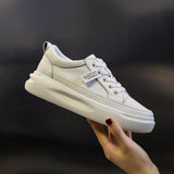 Big Size Women Sneakers Autumn Leather Light White Sneaker Female Platform Vulcanized Shoes Spring Casual Breathable Sports Shoes
