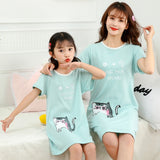 Summer Girls Nightgowns Pajamas Kids Short sleeved Nightdress Cute 100% Cotton Child Baby Sleeping Dress Size 8 10 12 14 Years