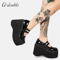 Lolita Shoes Cute Mary Janes Pumps Platform Wedges Women Shoes Large Size 43 Pumps Sweet Gothic Punk Shoes Woman