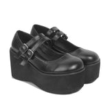 Lolita Shoes Cute Mary Janes Pumps Platform Wedges Women Shoes Large Size 43 Pumps Sweet Gothic Punk Shoes Woman