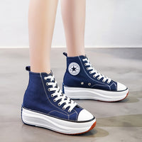 Large Size 43 Canvas Shoes Women Fashion High Top Sneakers Spring Female Footwear Pumps Platform Vulcanized Shoes