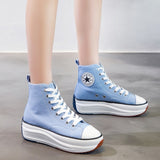 Large Size 43 Canvas Shoes Women Fashion High Top Sneakers Spring Female Footwear Pumps Platform Vulcanized Shoes