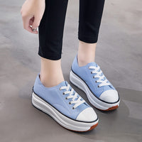 Large Size 43 Canvas Shoes Women Fashion High Top Sneakers Spring Female Footwear Pumps Platform Vulcanized Shoes