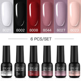 NAILWIND Manicure Gel Set 6Pcs/Kit 8ml Hybrid Semi Permanent UV LED Base Top Coat Nail Gel For Nail Art Gel Nail Polish Set