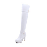 Black High Heels Over The Knee Boots Women Platform Thigh High Boots Spring Autumn Long Boots Shoes Cuissardes Sexy White