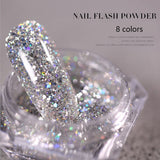 Nail Art DIY New Hot Platinum Powder 3D Mixed 8 Color Nail Dust Sets Glitter Siliver Sequins Flakes Manicure Decoration