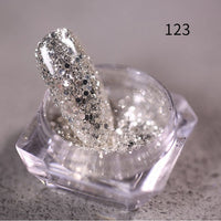 Nail Art DIY New Hot Platinum Powder 3D Mixed 8 Color Nail Dust Sets Glitter Siliver Sequins Flakes Manicure Decoration