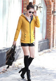 Sweatshirt women new Korean version of the thick M-3XL plus size yellow gray green long-sleeve Slim hoodies JD406