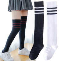 Girls Socks Fashion Stockings Warm Thigh High Over Knee Cotton High Socks Girls Womens Female Long Striped Knee Sock