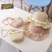 Summer Fashion Children's Sun Hat Straw Hat Girl Princess Bag Sandal Hat Thin Girl Cute Breathable Baby Accessories