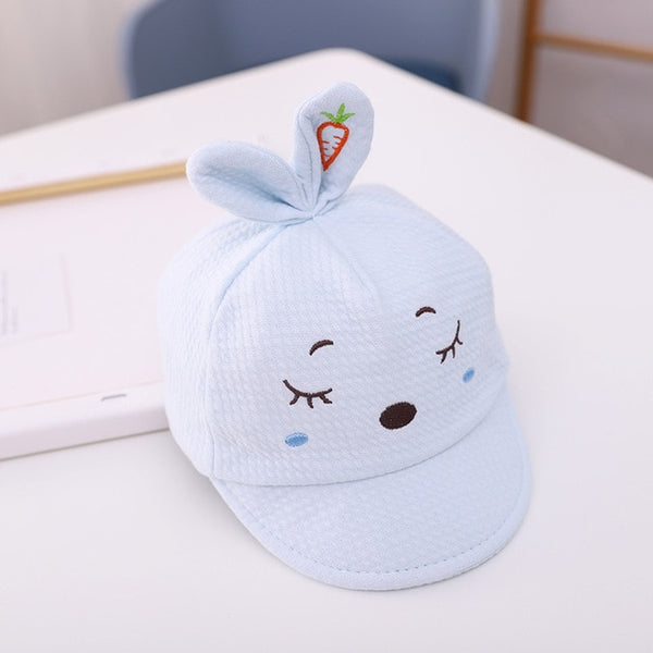 Lovely Cartoons Newborn Cap Bunny Sun Protection Windproof Spring And Autumn Solid Color Peaked Cap
