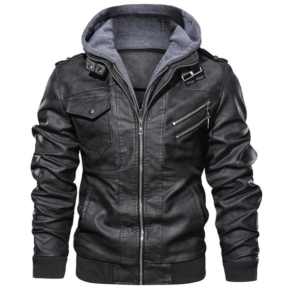 New Popular Men's Slim Zipper High Quality Handmade PU Cotton Coat Spring And Autumn Black Gray Wine Red Brown 4 Colors Jacket