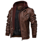 New Popular Men's Slim Zipper High Quality Handmade PU Cotton Coat Spring And Autumn Black Gray Wine Red Brown 4 Colors Jacket