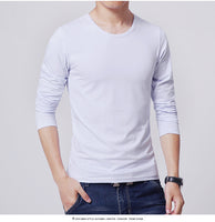 Men's T shirt 3 Basic colors Long Sleeve Slim T-shirt young men Pure color tee shirt 3XL size O neck