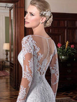 Illusion Vintage Mermaid Wedding Dress 2021 vestidos de novia Embroidery Appliques White Wedding Dresses robe de mariee W0023