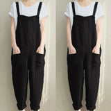 Womens Overalls Loose Romper Oversize Ladies Dungarees Jumpsuit Pockets Tank Pants Plus Size S-4XL