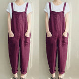 Womens Overalls Loose Romper Oversize Ladies Dungarees Jumpsuit Pockets Tank Pants Plus Size S-4XL