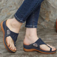 Women Slippers New Summer Shoes For Women Flip Flops Embroidered Wedges Heels Sandals Summer Slides Female Pantuflas