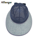 Summer Straw Hat For Women Wide Brim beach Cap UV Protection Visor Sun Hats Bow Korean Style Panama Floppy Sunhat