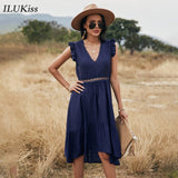 Fashion Short Sleeve Woman Dress Summer Pink V Neck Lace Hollow Out Slim Midi Dresses For Women Casual Elegant Vestidos