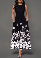 Large Size Elegant Women's Floral Print Long Maxi Dress Evening Party Beach Dress Summer Sleeveless Long Flower Sun dresses