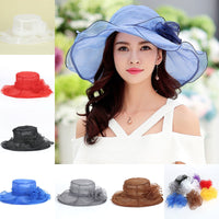 New Hot Fashion Women Elegant Solid Color Floral Caps Wedding Church Hat Bucket Sun Hats