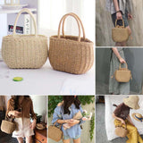 Women Beach Holiday Casual Fashion Straw Woven Bag Handbag Shoulder Bag Rattan Clutch Basket Vintage