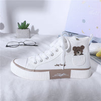 Women's Sneakers Kawaii Shoes Sports Vulcanized High Top Flats Casual Fashion Bear Spring Cute Harajuku Running