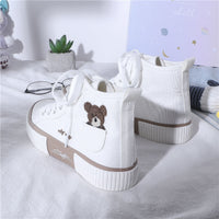 Women's Sneakers Kawaii Shoes Sports Vulcanized High Top Flats Casual Fashion Bear Spring Cute Harajuku Running